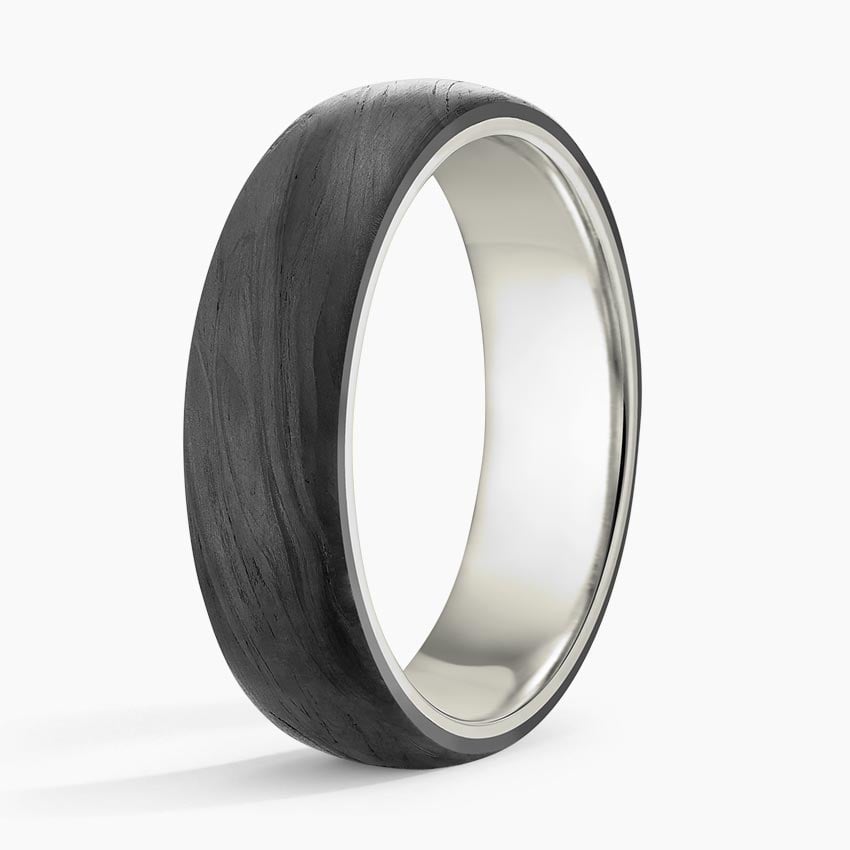 Domo Black 6mm Wedding Ring White Gold 18k Wedding Band