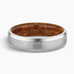 Maple Burl Wood Satin Finish 6mm Wedding Ring Platinum Wedding Band
