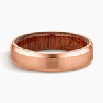 Sapele Wood Satin Finish 6mm Wedding Ring Rose Gold 18k Wedding Band