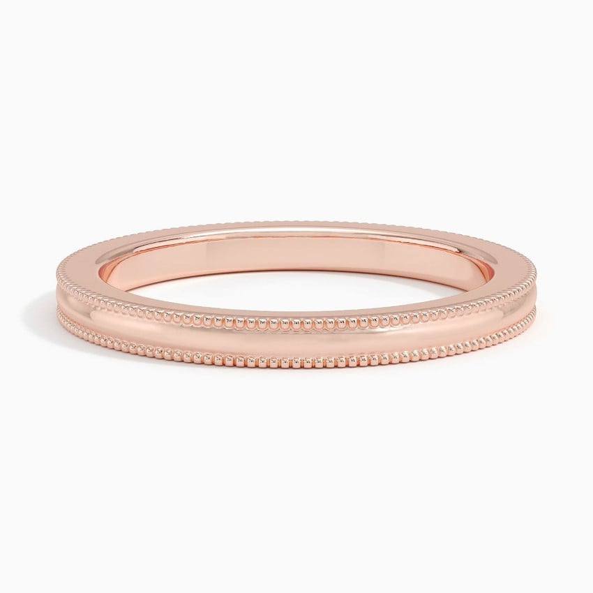 Milgrain Wedding Ring Rose Gold 18k 2mm Wedding Band