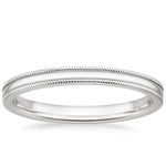Milgrain Wedding Ring Platinum 2mm Wedding Band
