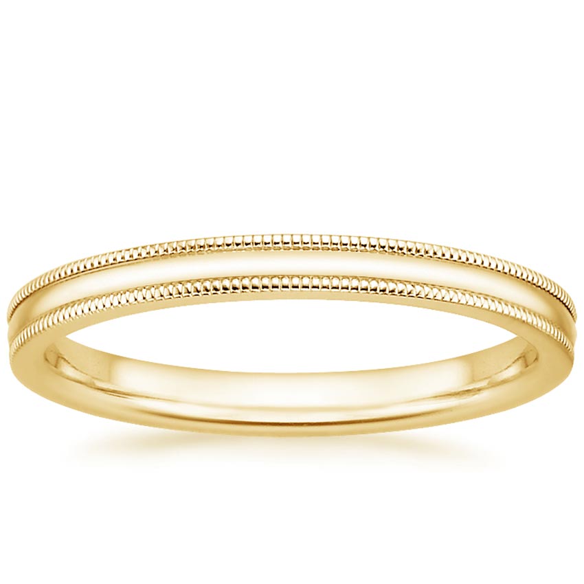 Milgrain Wedding Ring Yellow Gold 18k 2mm Wedding Band