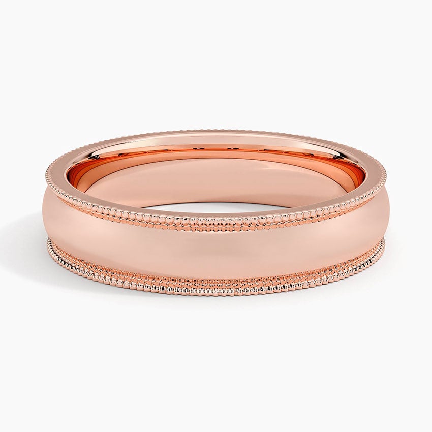 Milgrain 5mm Wedding Ring Rose Gold 18k Wedding Band
