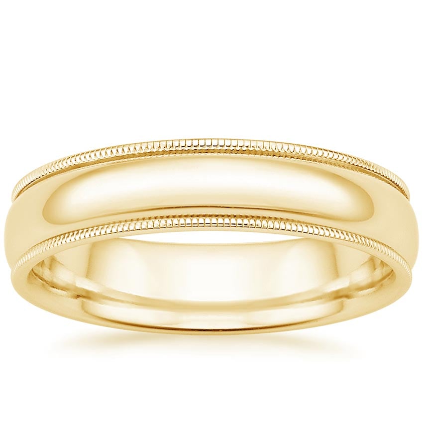 Milgrain 5mm Wedding Ring Yellow Gold 18k Wedding Band