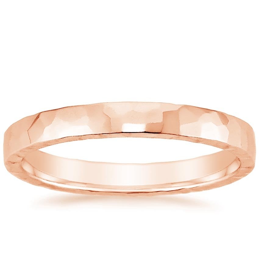 Hammered Quattro Wedding Ring Rose Gold 18k 2.5mm Wedding Band
