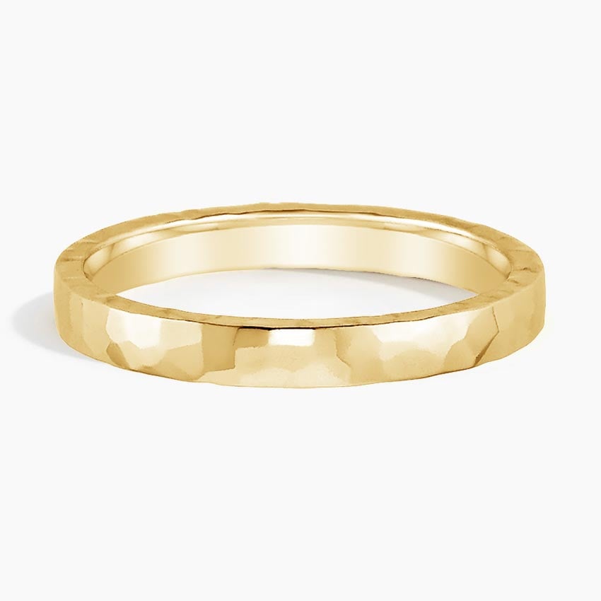 Hammered Quattro Wedding Ring Yellow Gold 18k 2.5mm Wedding Band