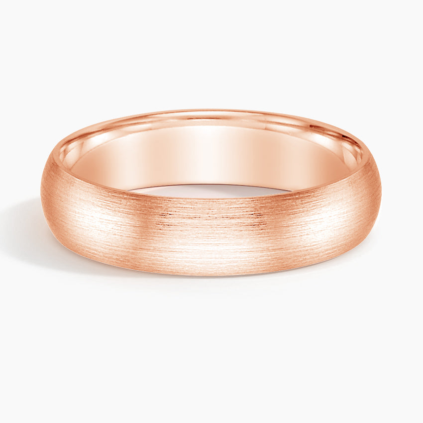 Matte Comfort Fit 5mm Wedding Ring Rose Gold 18k Wedding Band