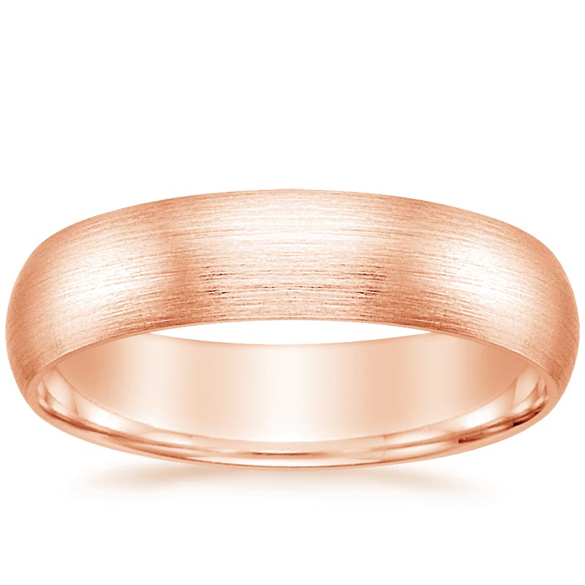 Matte Comfort Fit 5mm Wedding Ring Rose Gold 18k Wedding Band