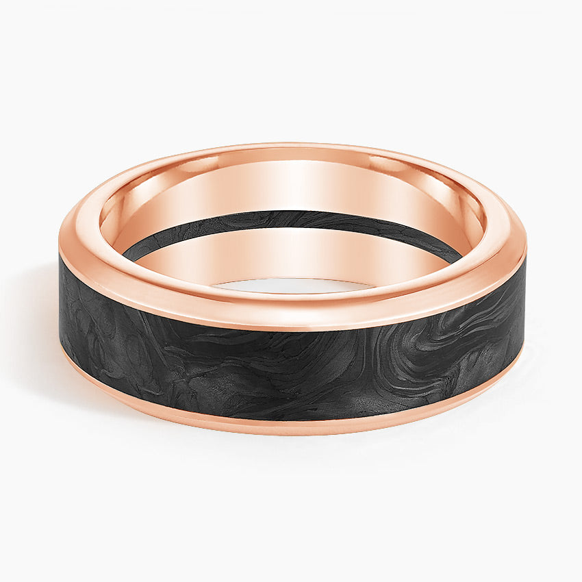 Blaze Black 7mm Wedding Ring Rose Gold 18k Wedding Band