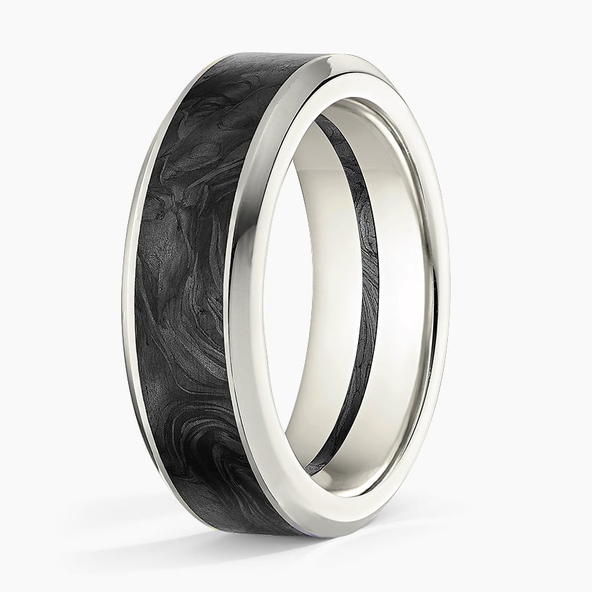 Blaze Black 7mm Wedding Ring White Gold 18k Wedding Band