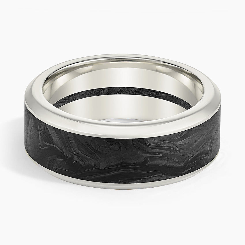 Blaze Black 8mm Wedding Ring White Gold 18k Wedding Band