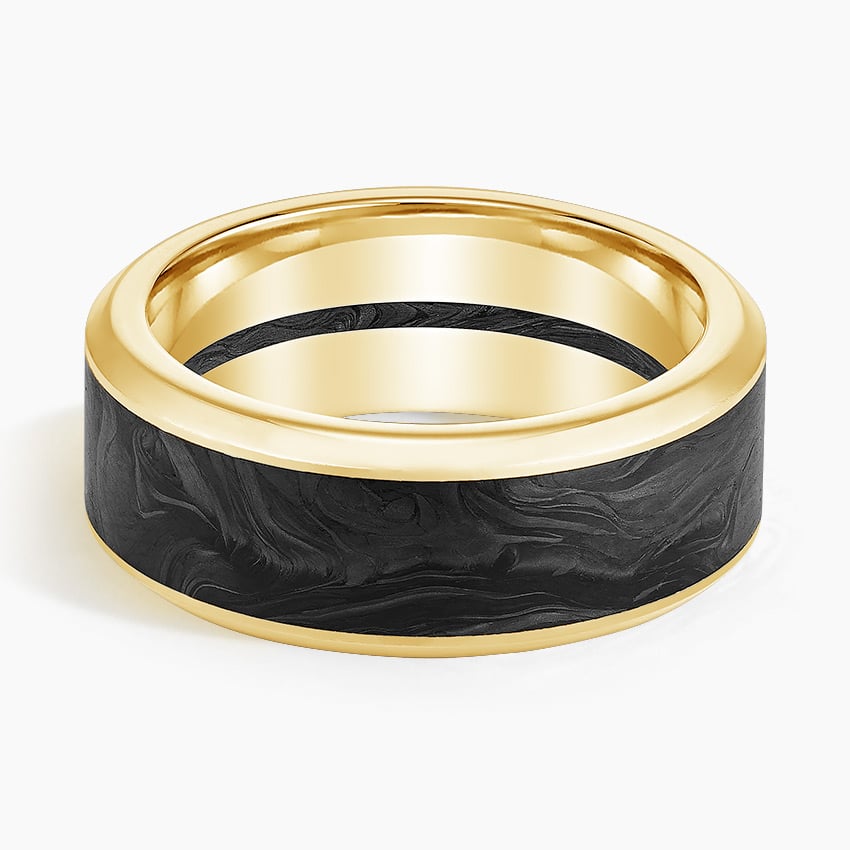 Blaze Black 8mm Wedding Ring Yellow Gold 18k Wedding Band