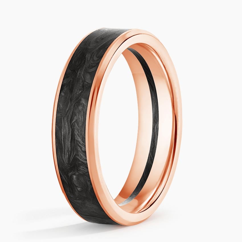 Blaze Black 6mm Wedding Ring Rose Gold 18k Wedding Band