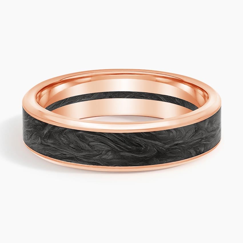 Blaze Black 6mm Wedding Ring Rose Gold 18k Wedding Band