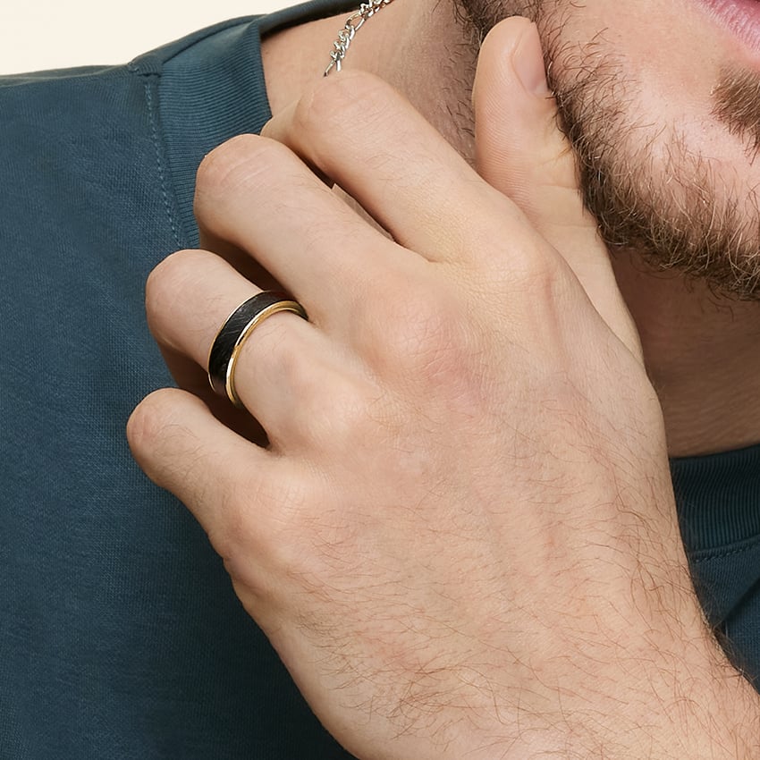 Blaze Black 6mm Wedding Ring Yellow Gold 18k Wedding Band