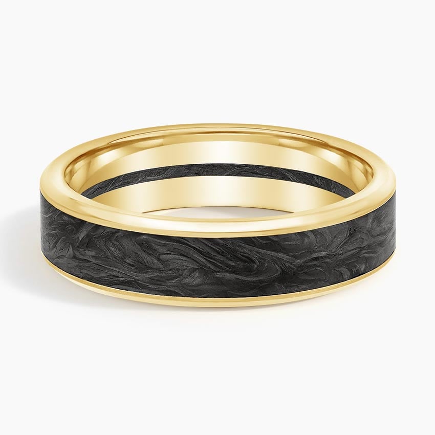 Blaze Black 6mm Wedding Ring Yellow Gold 18k Wedding Band