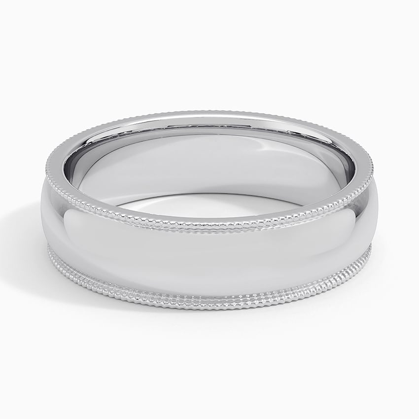 Milgrain 6mm Wedding Ring Platinum Wedding Band