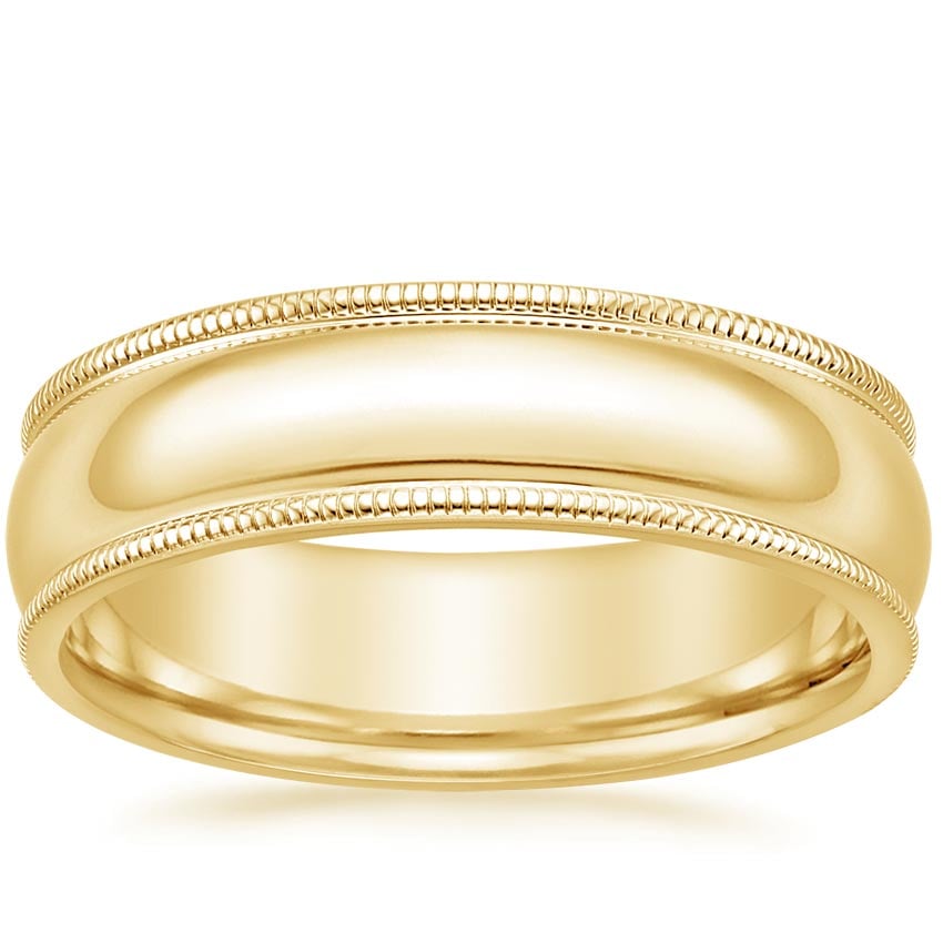 Milgrain 6mm Wedding Ring Yellow Gold 18k Wedding Band