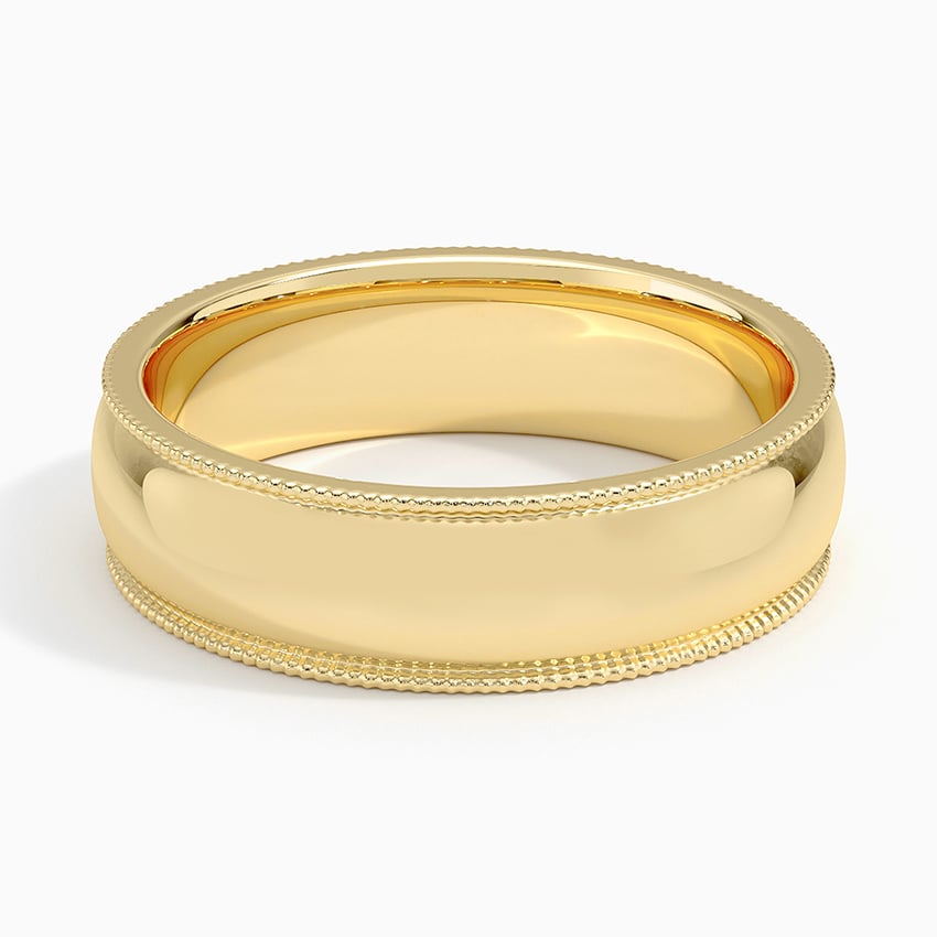 Milgrain 6mm Wedding Ring Yellow Gold 18k Wedding Band