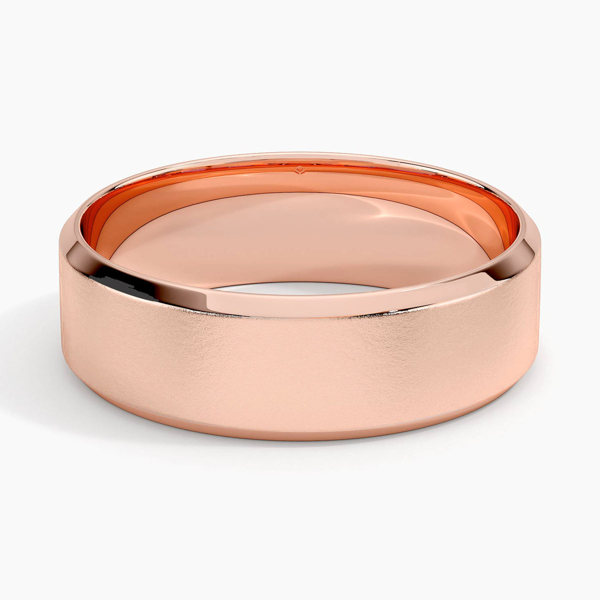 Slim Profile Beveled Edge Matte 6.5mm Wedding Ring Rose Gold 18k Wedding Band