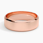Slim Profile Beveled Edge Matte 6.5mm Wedding Ring Rose Gold 18k Wedding Band