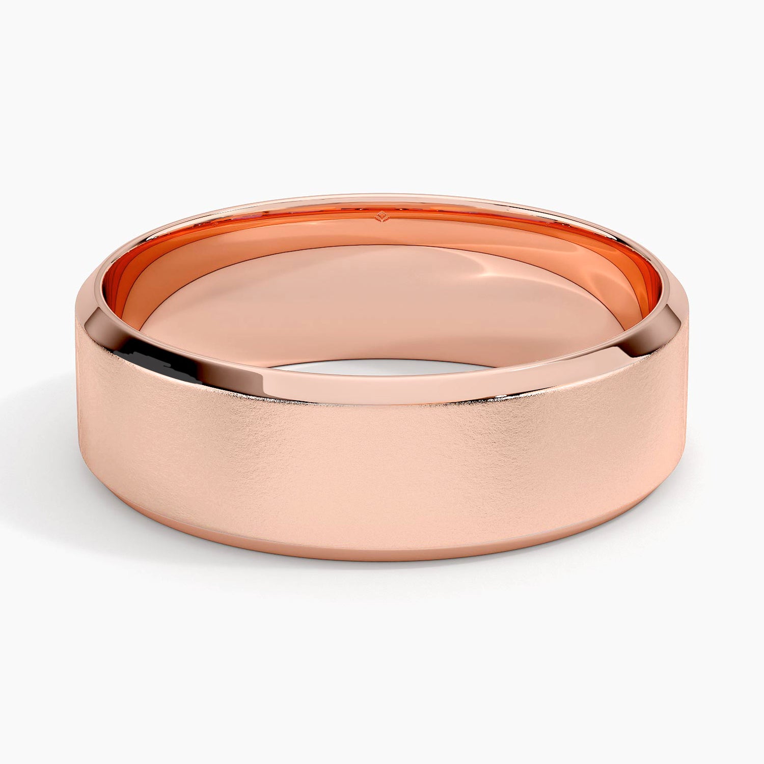 Slim Profile Beveled Edge Matte 6.5mm Wedding Ring Rose Gold 18k Wedding Band
