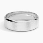 Slim Profile Beveled Edge Matte 6.5mm Wedding Ring Platinum Wedding Band