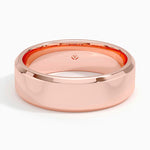 Beveled Edge 6.5mm Wedding Ring Rose Gold 18k Wedding Band
