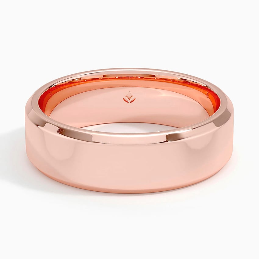 Beveled Edge 6.5mm Wedding Ring Rose Gold 18k Wedding Band