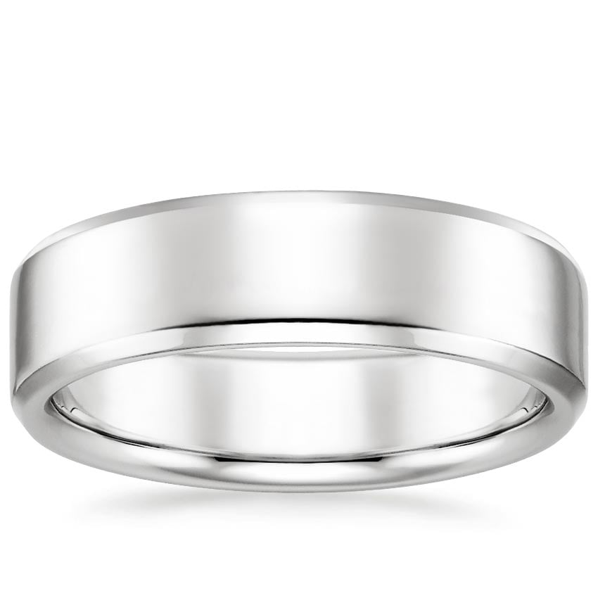 Beveled Edge 6.5mm Wedding Ring Platinum Wedding Band
