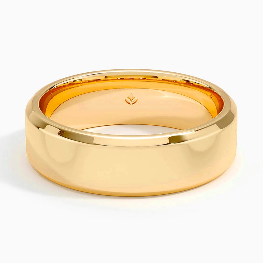 Beveled Edge 6.5mm Wedding Ring Yellow Gold 18k Wedding Band