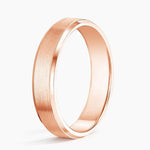 Beveled Edge Matte 4mm Wedding Ring Rose Gold 18k Wedding Band