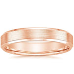 Beveled Edge Matte 4mm Wedding Ring Rose Gold 18k Wedding Band