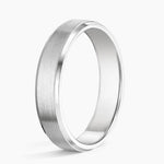 Beveled Edge Matte 4mm Wedding Ring Platinum Wedding Band