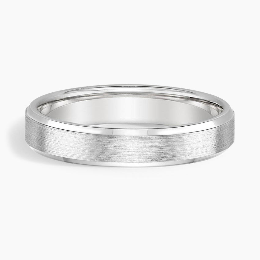 Beveled Edge Matte 4mm Wedding Ring Platinum Wedding Band