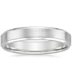 Beveled Edge Matte 4mm Wedding Ring Platinum Wedding Band
