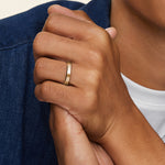 Beveled Edge Matte 4mm Wedding Ring Yellow Gold 18k Wedding Band