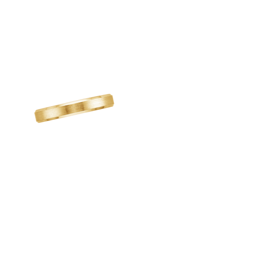 Beveled Edge Matte 4mm Wedding Ring Yellow Gold 18k Wedding Band