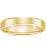 Beveled Edge Matte 4mm Wedding Ring Yellow Gold 18k Wedding Band