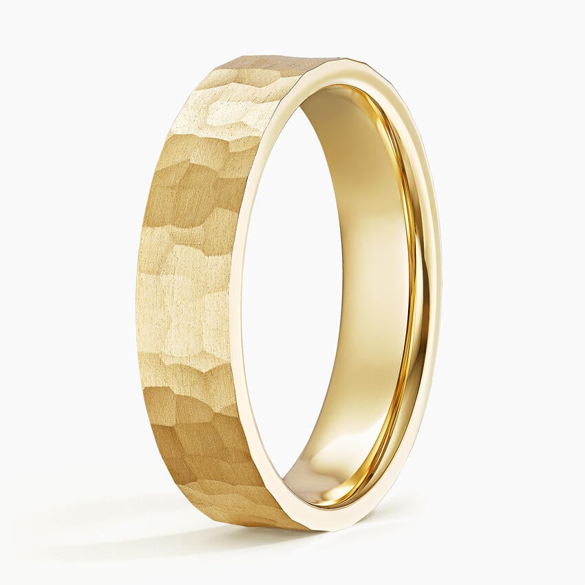 Flat Matte Canyon 5mm Wedding Ring Yellow Gold 18k Wedding Band