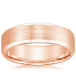 Beveled Edge Matte 6.5mm Wedding Ring Rose Gold 18k Wedding Band