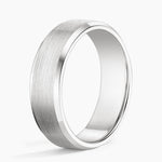 Beveled Edge Matte 6.5mm Wedding Ring Platinum Wedding Band