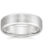 Beveled Edge Matte 6.5mm Wedding Ring Platinum Wedding Band