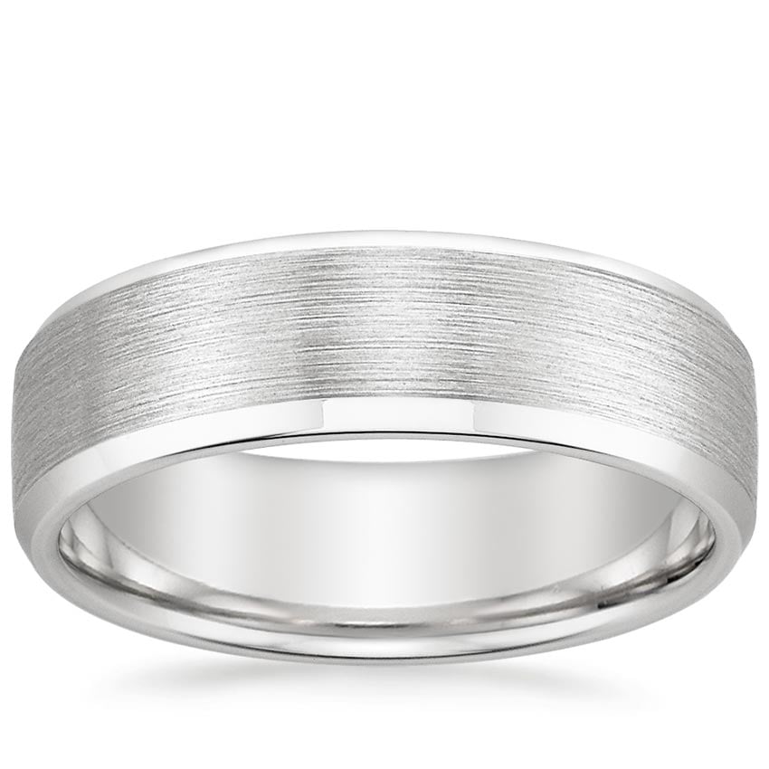 Beveled Edge Matte 6.5mm Wedding Ring Platinum Wedding Band