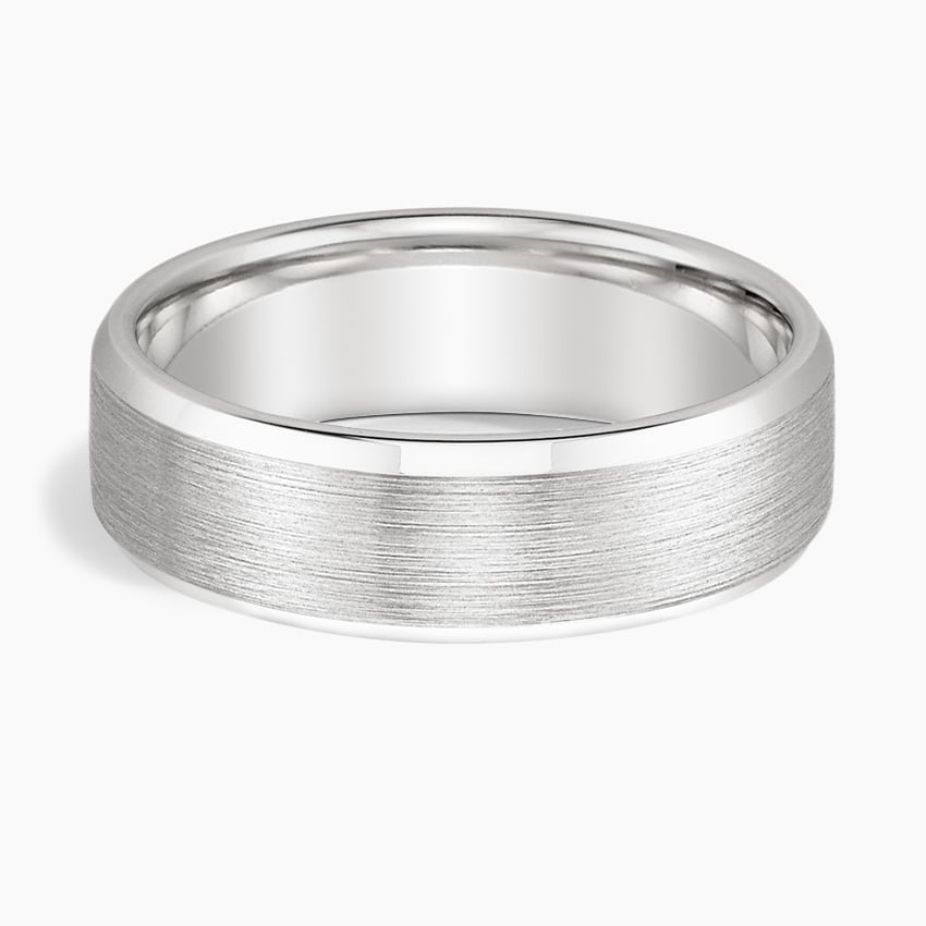 Beveled Edge Matte 6.5mm Wedding Ring Platinum Wedding Band