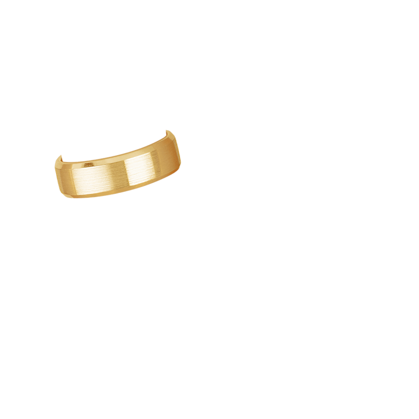 Beveled Edge Matte 6.5mm Wedding Ring Yellow Gold 18k Wedding Band