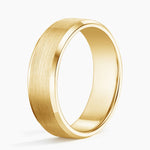 Beveled Edge Matte 6.5mm Wedding Ring Yellow Gold 18k Wedding Band