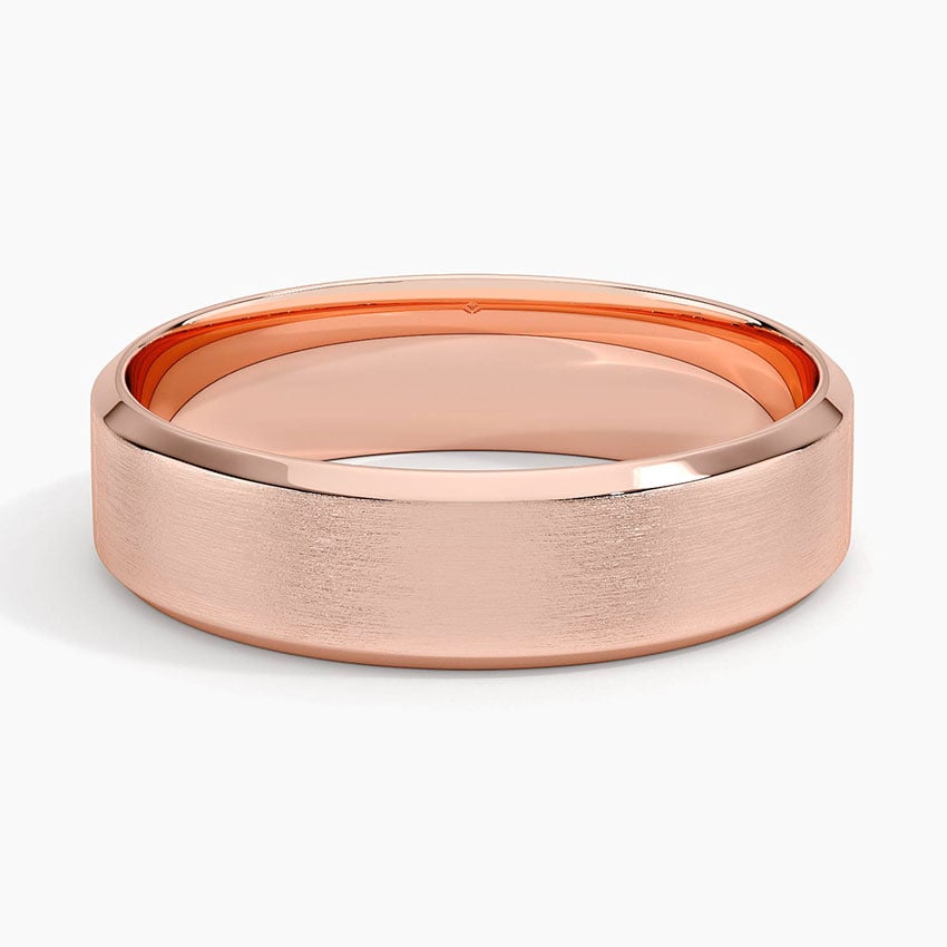 Slim Profile Beveled Edge Matte 5.5mm Wedding Ring Rose Gold 18k Wedding Band