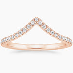 Elongated Flair Diamond Ring Rose Gold 18k Wedding Band