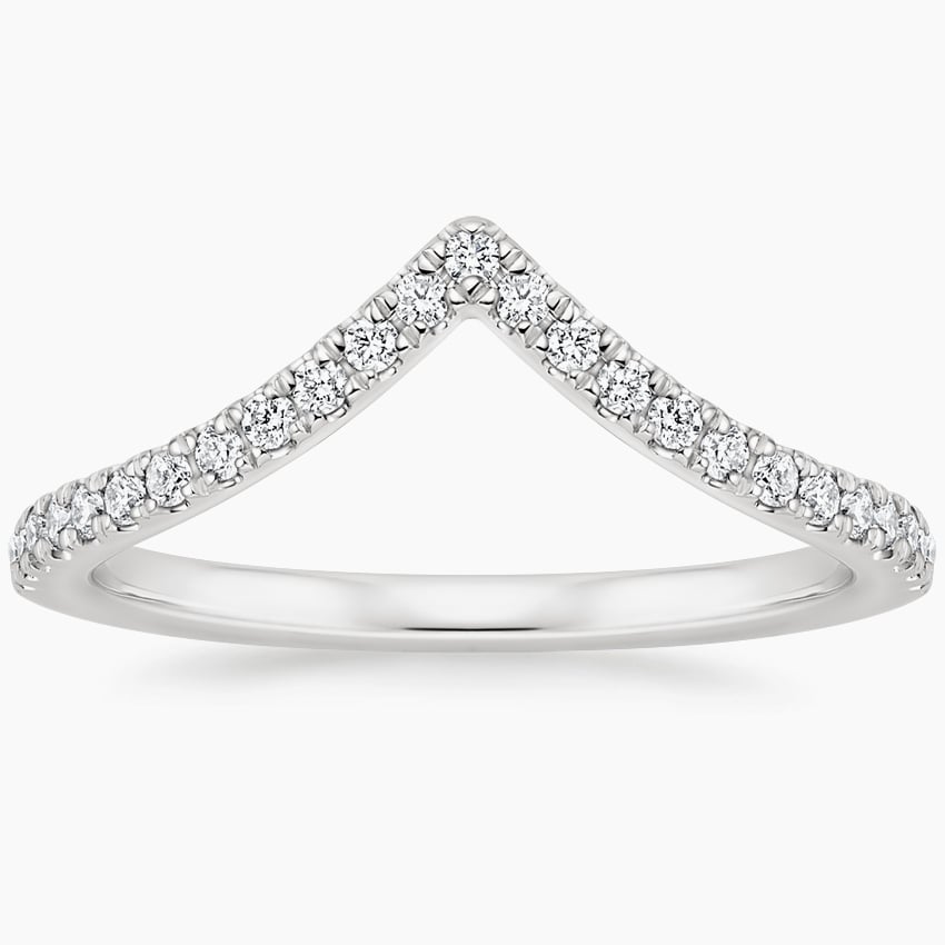 Elongated Flair Diamond Ring Platinum Wedding Band